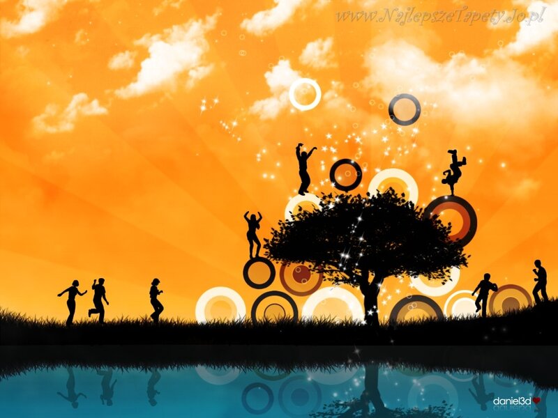 Silhouettes dancing at sunset