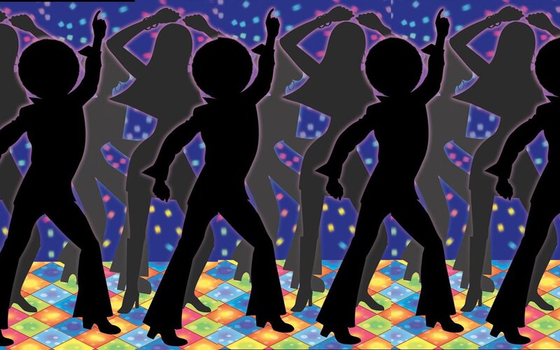 Silhouettes Dancing on Disco Floor