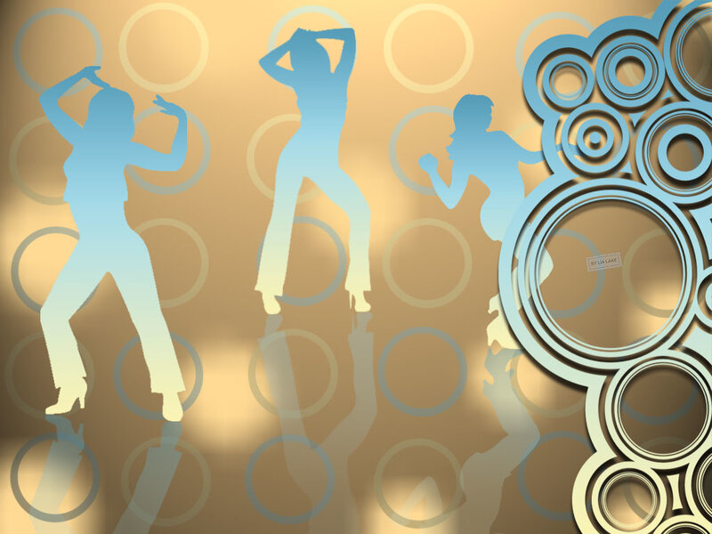 silhouettes dancing on golden background