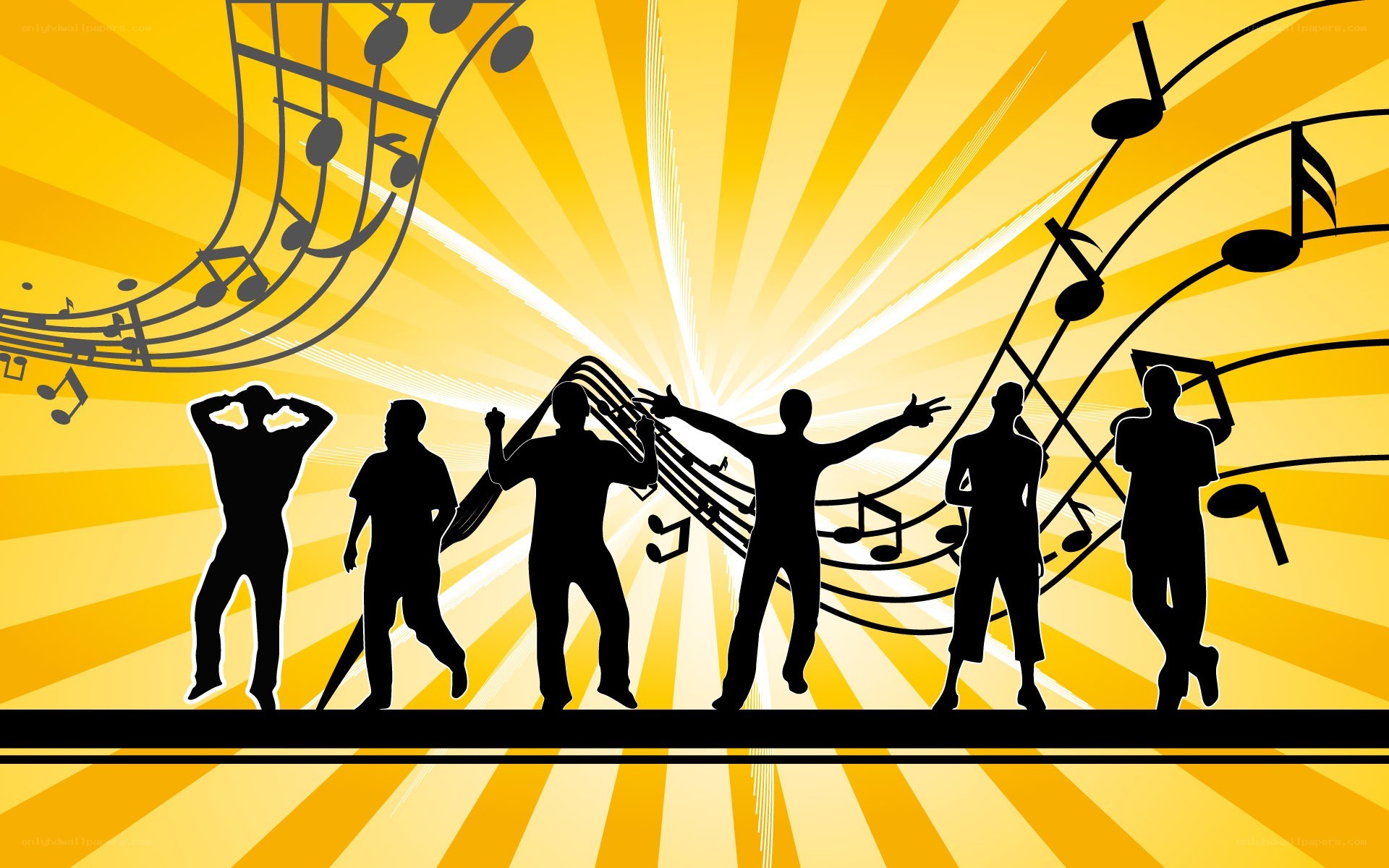 silhouettes dancing to music