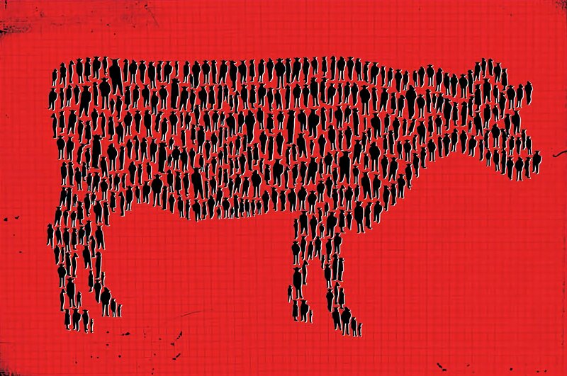 Silhouettes Forming Cow Shape