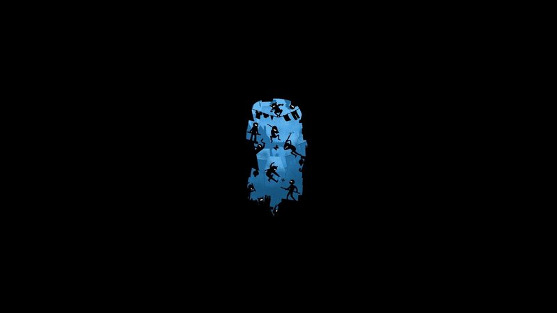 silhouettes in a blue void