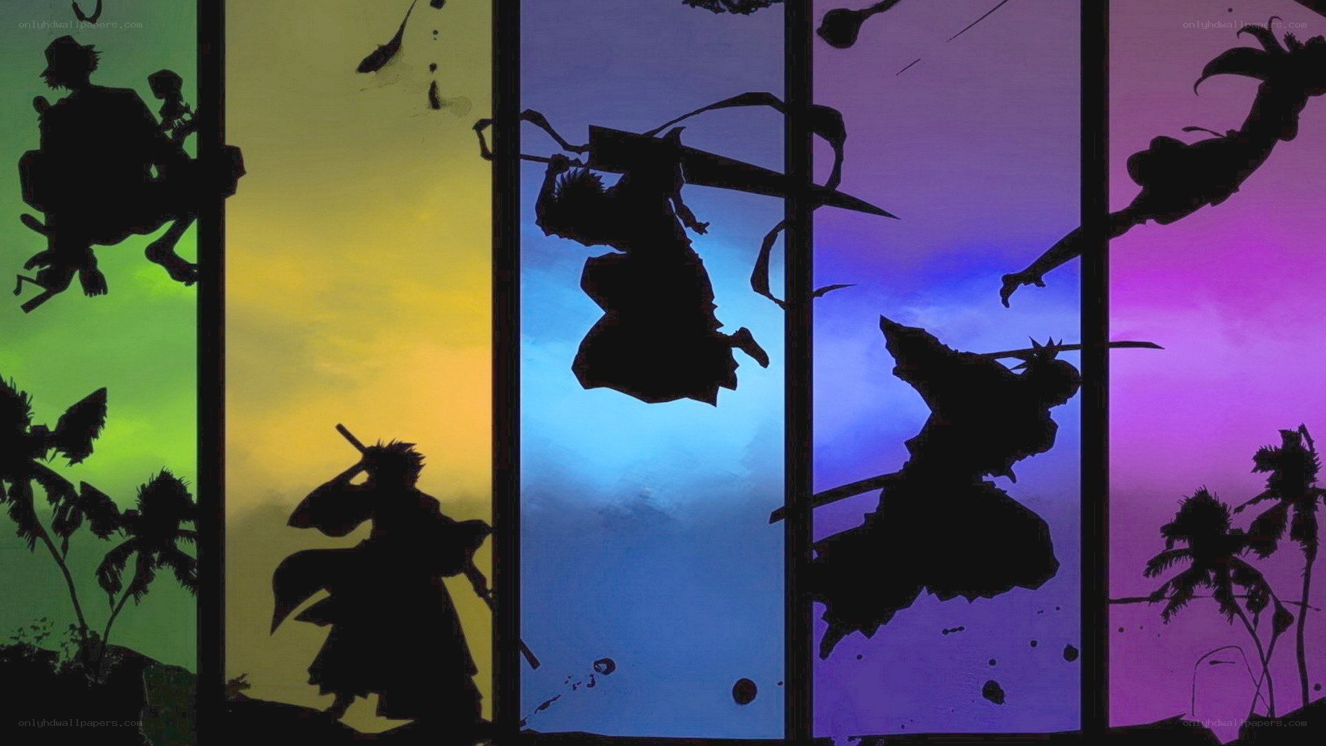Silhouettes in a colorful sky