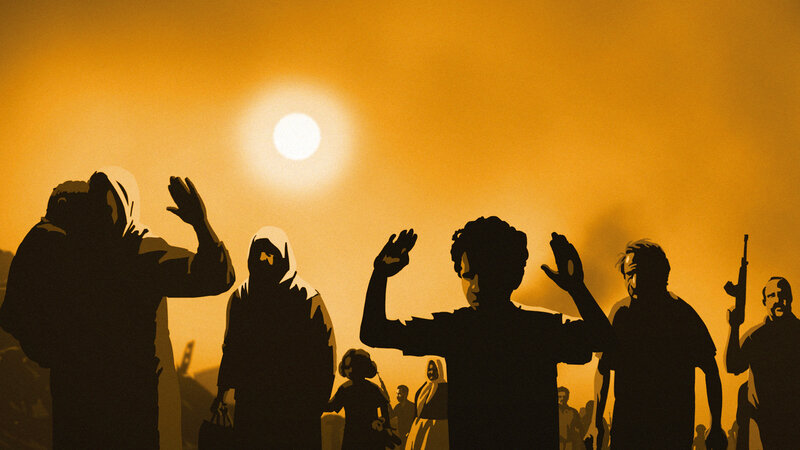 Silhouettes in a desert sunset