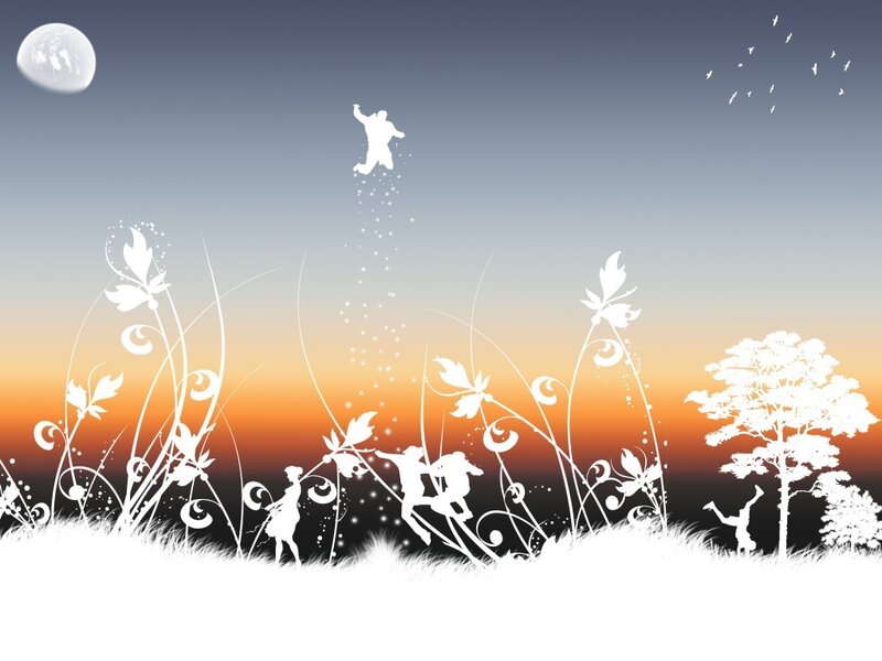 silhouettes in a dreamy landscape