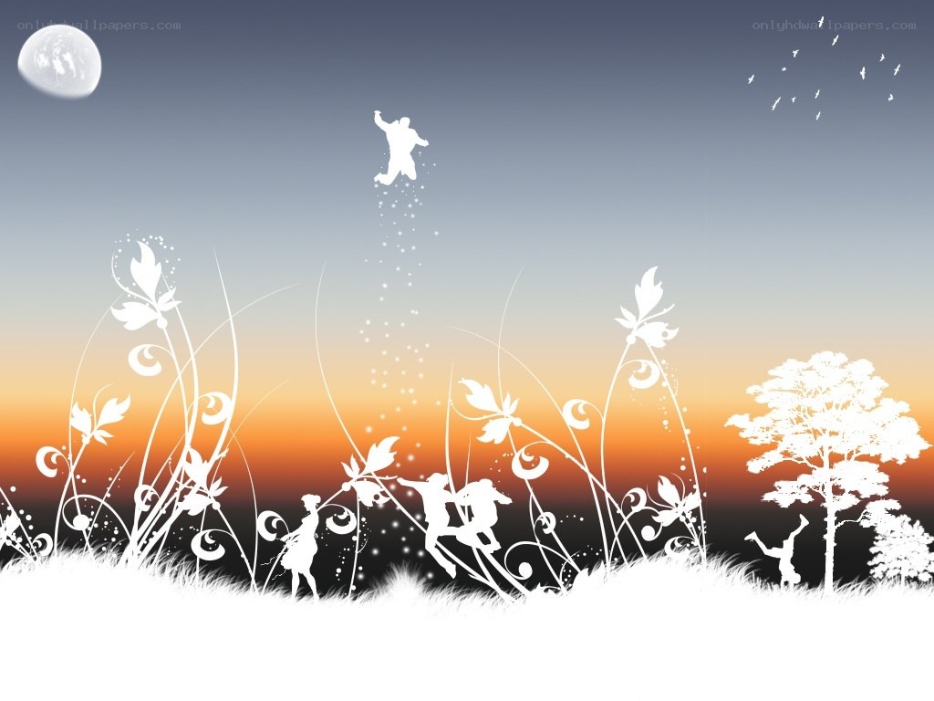 silhouettes in a dreamy landscape