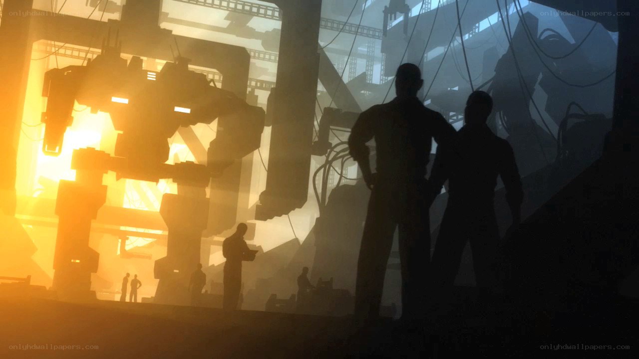 silhouettes in a factory