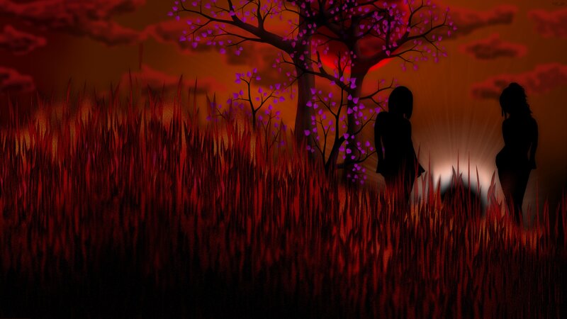 Silhouettes in a Field — Red