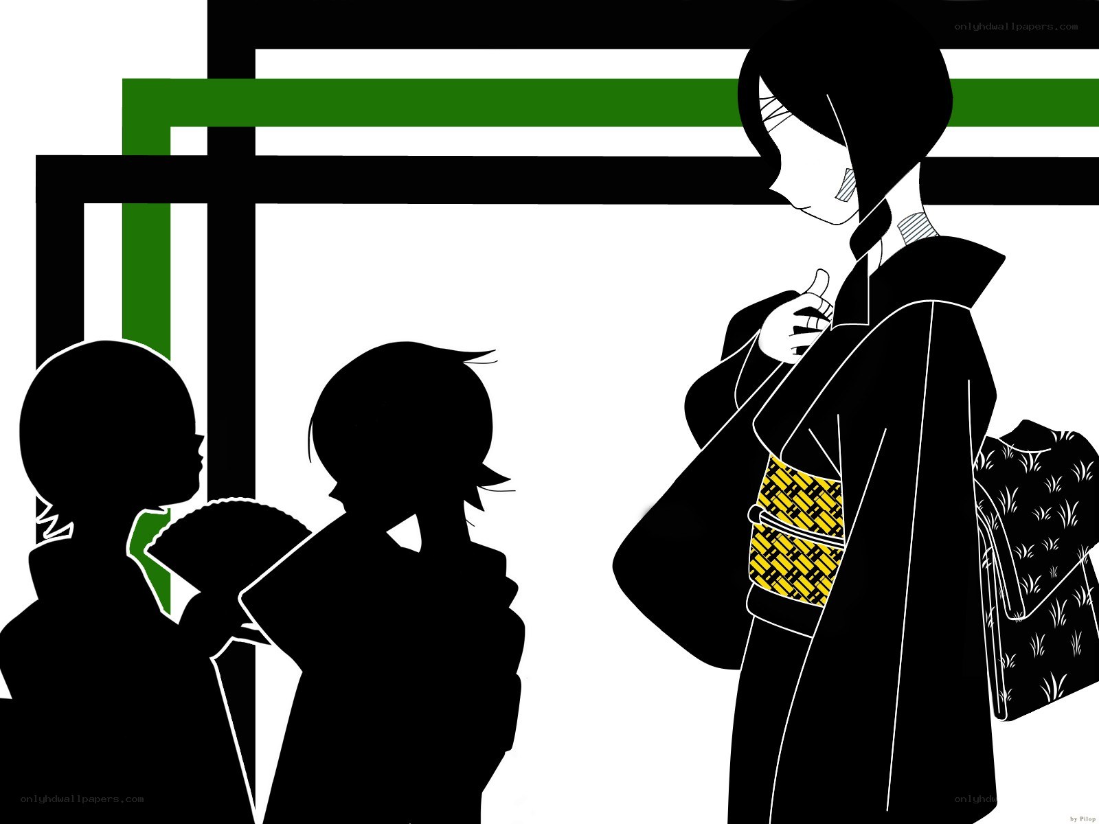 silhouettes in a stylized scene