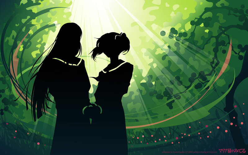Silhouettes in a sunlit forest