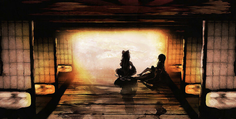 Silhouettes in a traditional room