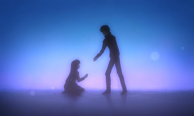 silhouettes in blue light
