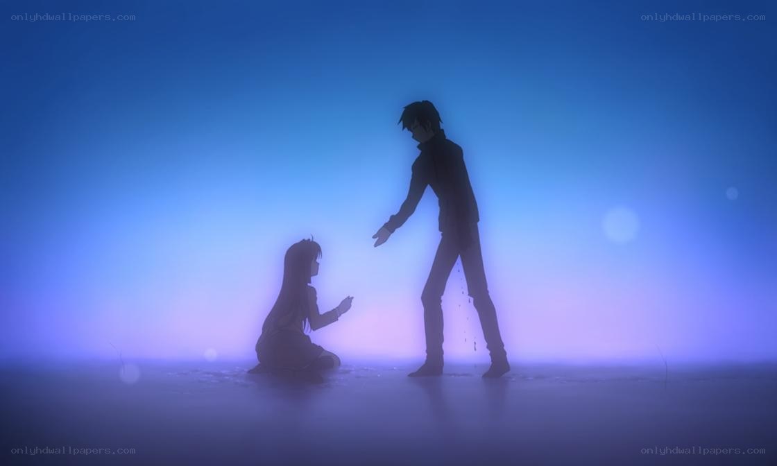 silhouettes in blue light