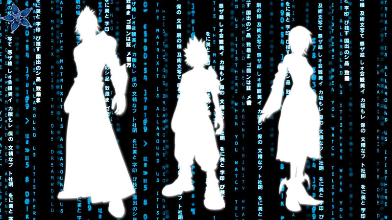 Silhouettes in digital rain