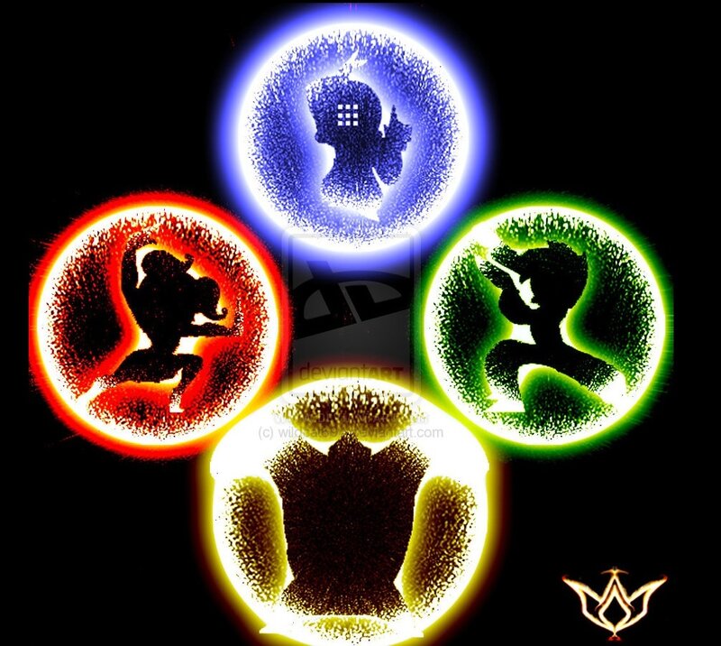 Silhouettes in Glowing Circles