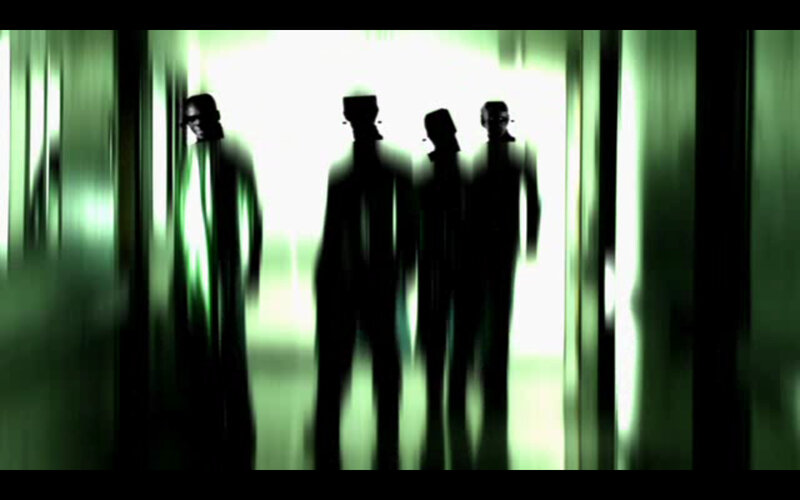 silhouettes in green light