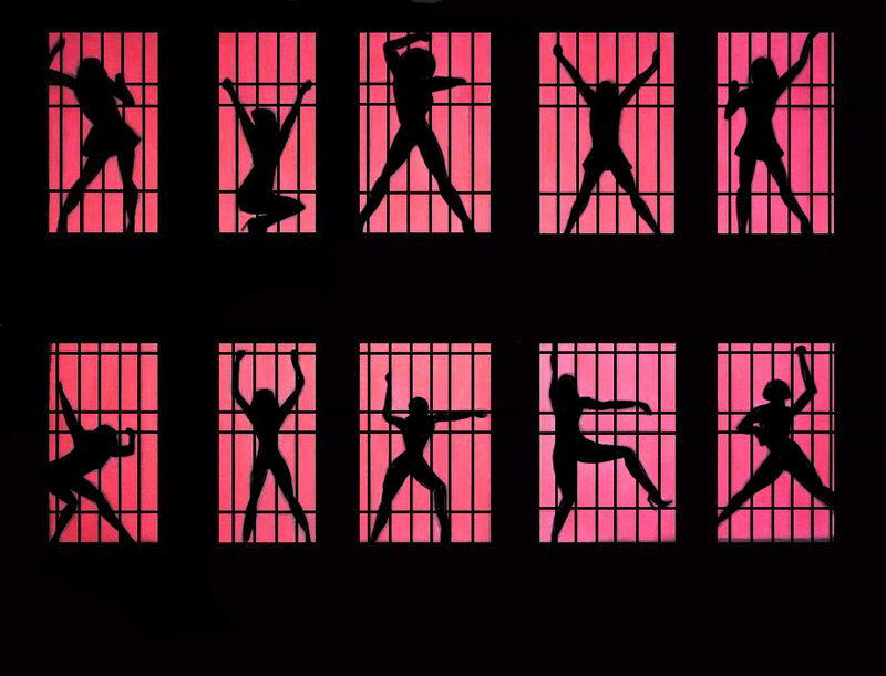 silhouettes in prison cells