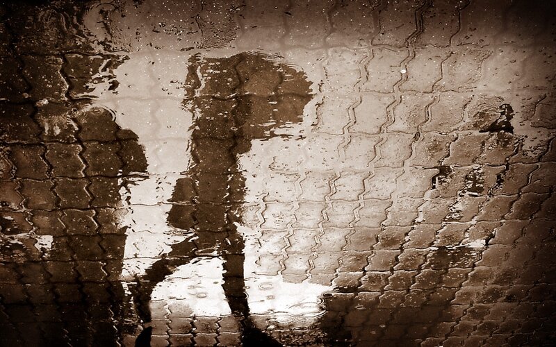 Silhouettes in Puddle
