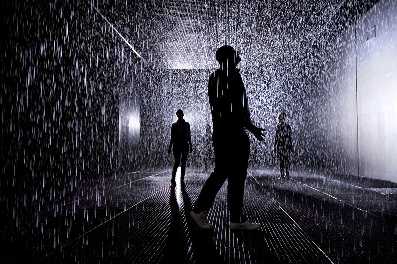 Silhouettes in Rain Room