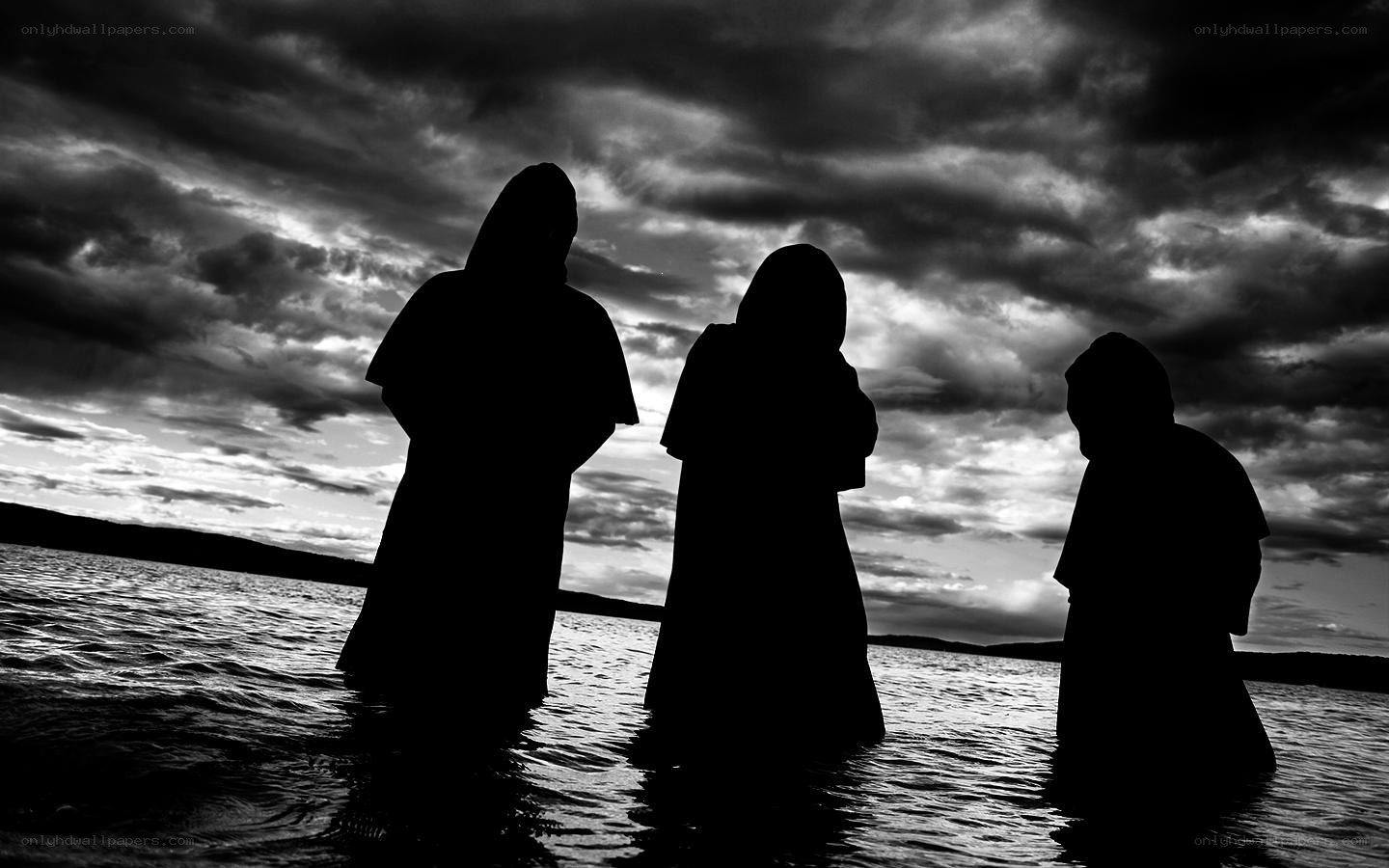 Silhouettes in the water
