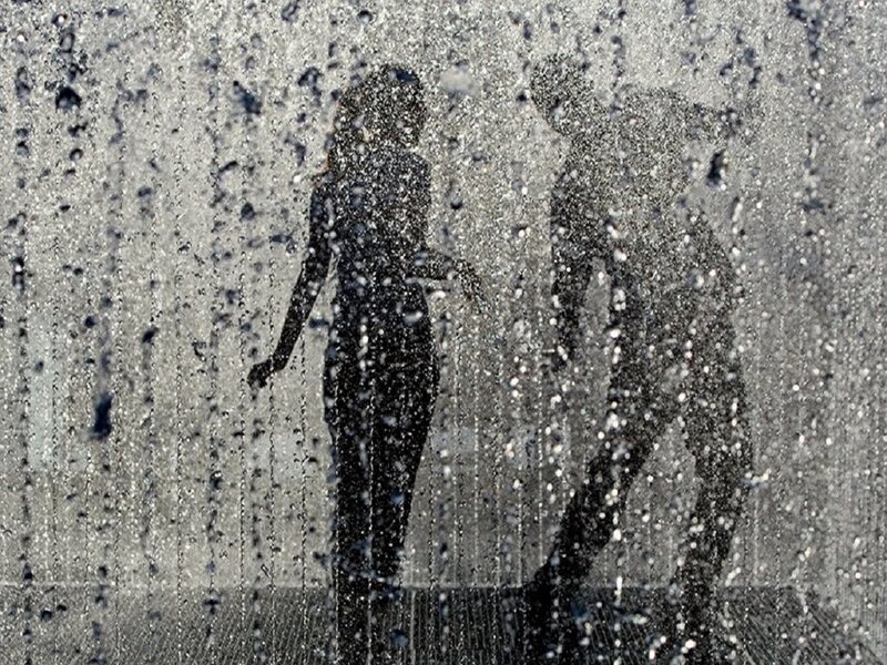 Silhouettes in Water Curtain