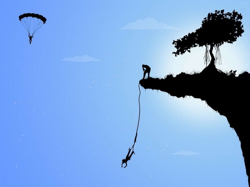 Silhouettes of adventure activities