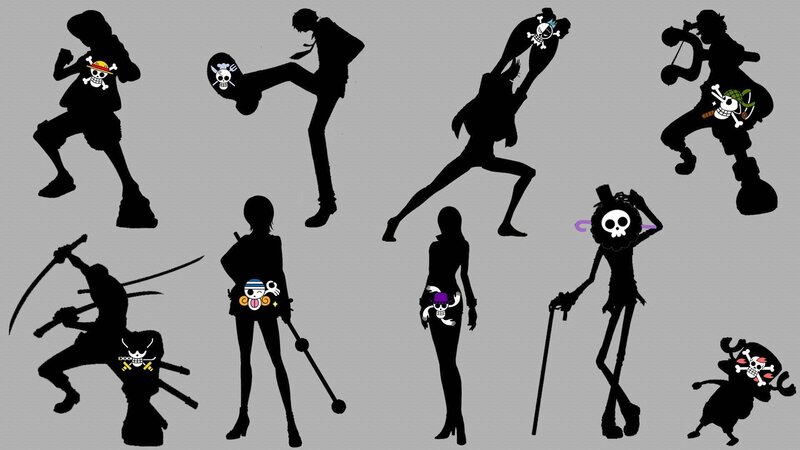 Silhouettes of Anime Characters — Black, Dynamic