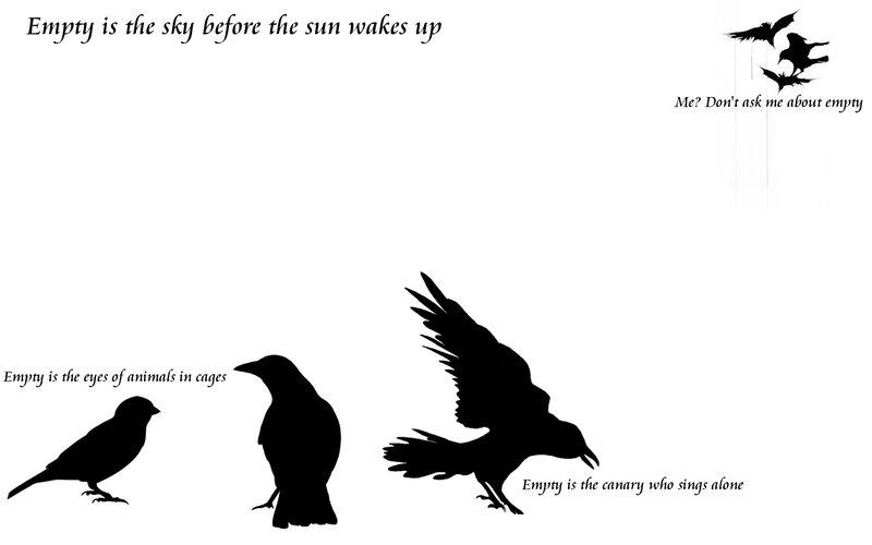 Silhouettes of birds and text