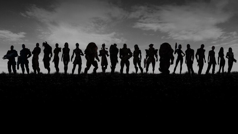 Silhouettes of Characters — Black, Dramatic, Sunset, Digital Art