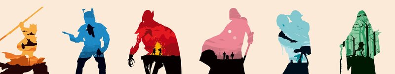 Silhouettes of Characters — Red, Dramatic