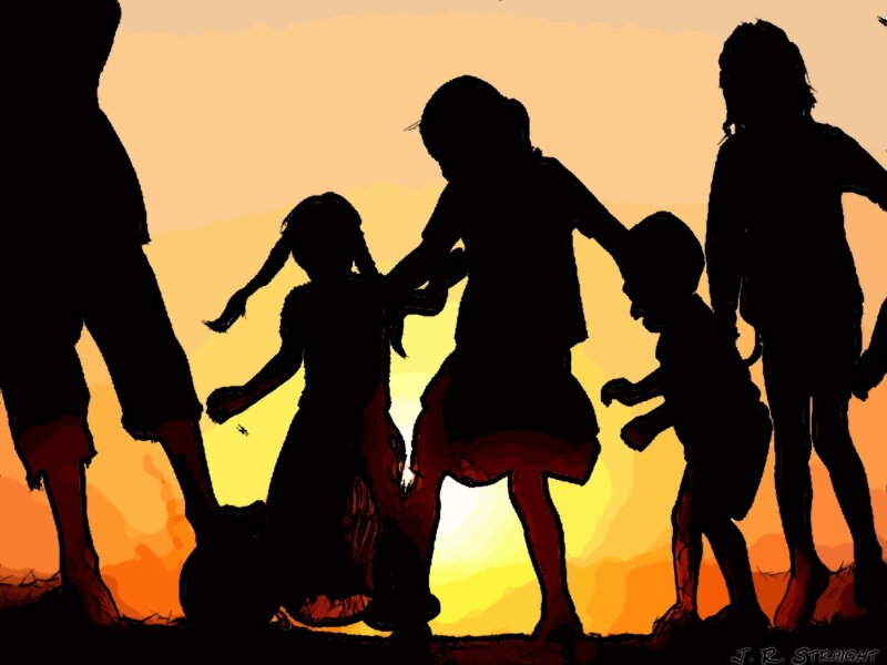 Silhouettes of Children — Orange