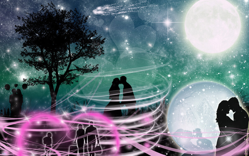 Silhouettes of Couples Kissing