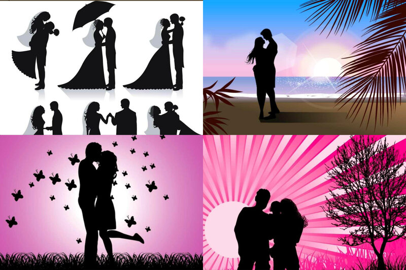 Silhouettes of Couples — Pink