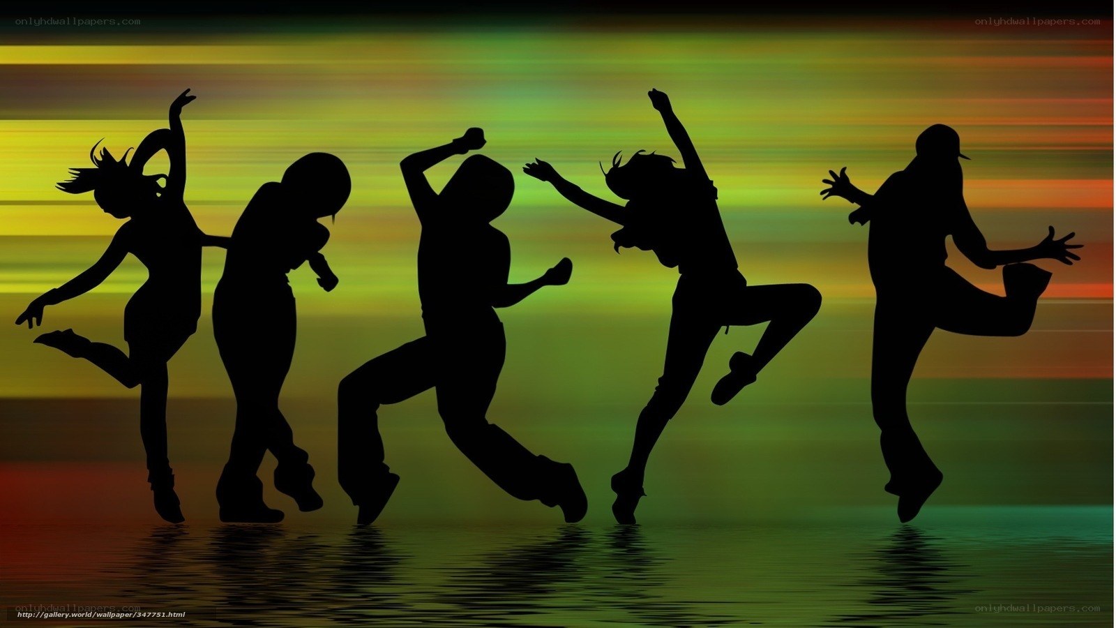 silhouettes of dancers at sunset