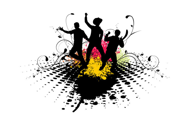 Silhouettes of Dancers — Black, Energetic, Vector Art