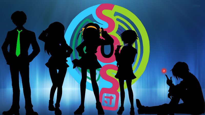 Silhouettes of Five Characters — Blue