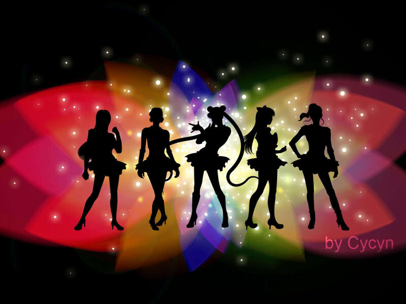 Silhouettes of Five Female Characters — Black
