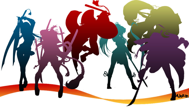 Silhouettes of Five Female Characters
