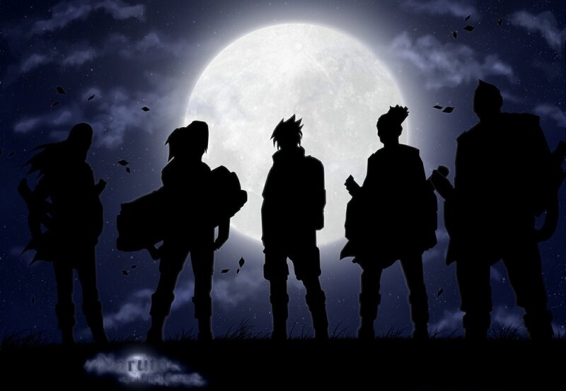 Silhouettes of Five Figures — Black
