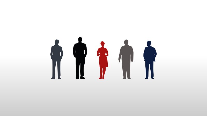 Silhouettes of Five People — Red