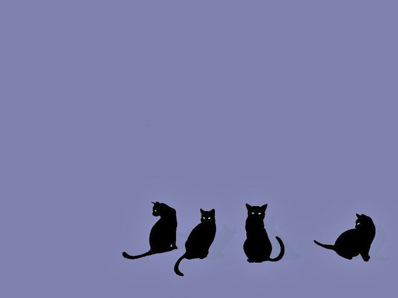 silhouettes of four cats