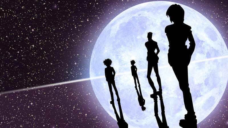 Silhouettes of Four Figures — Black, Dramatic