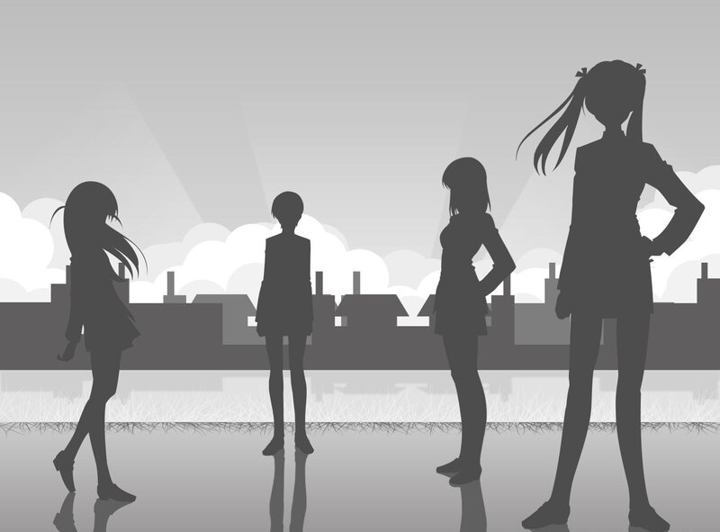 silhouettes of four girls