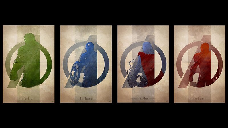 Silhouettes of Four Superheroes