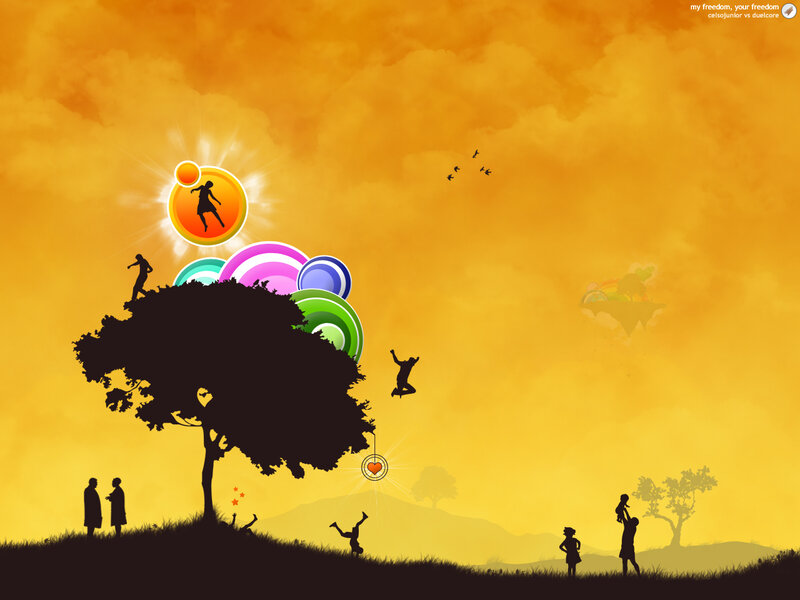 silhouettes of joy and freedom