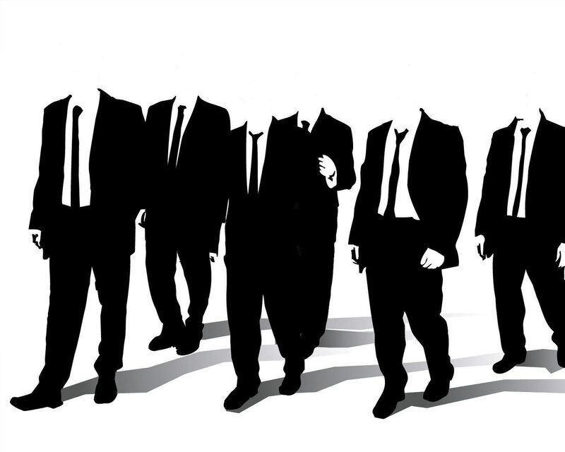 silhouettes of men in suits