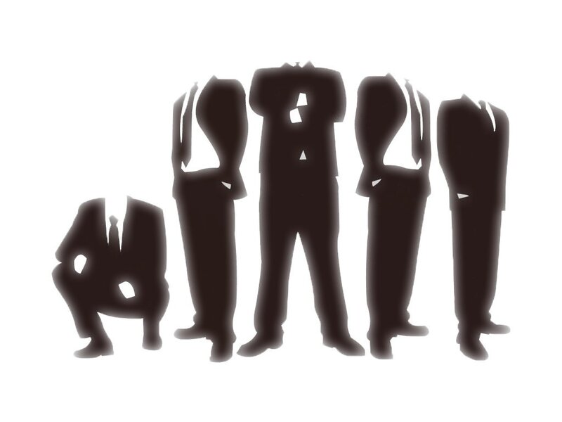 Silhouettes of Men in Suits — Black, Neutral, Illustration