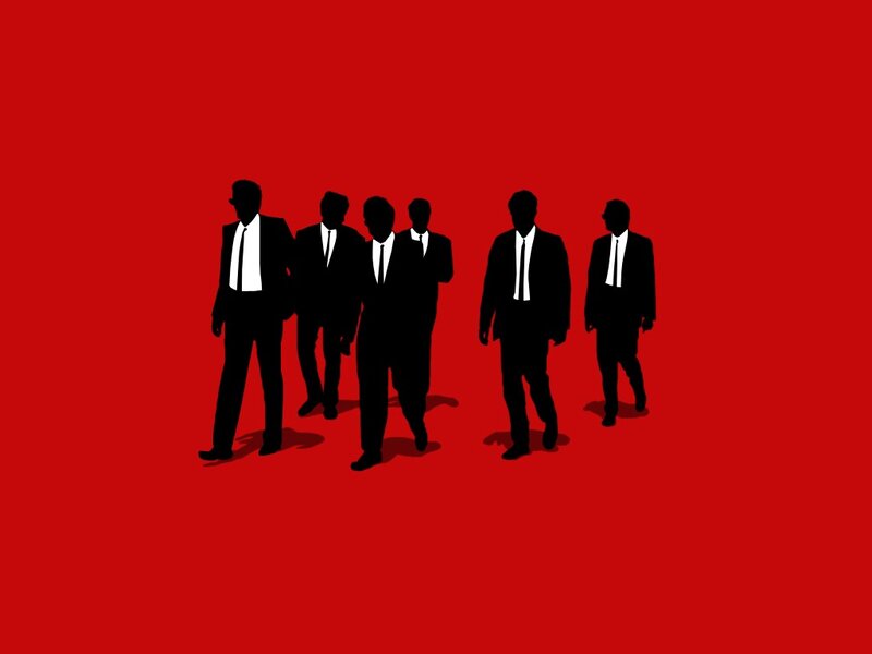 Silhouettes of Men in Suits — Red, Dramatic