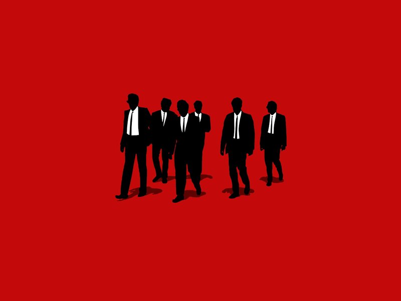 Silhouettes of Men in Suits — Red