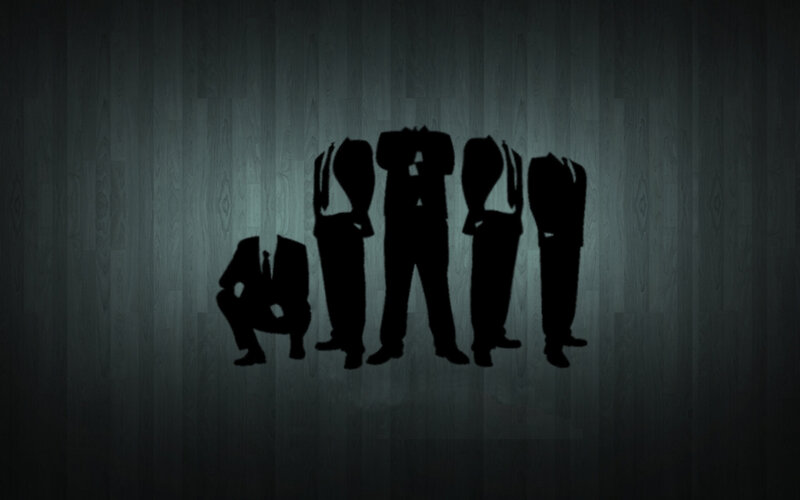silhouettes of men in suits
